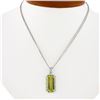 Image 1 : 18K White Gold Rectangular Lemon Quartz Diamond Encrusted Bail Pendant Necklace