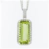 Image 2 : 18K White Gold Rectangular Lemon Quartz Diamond Encrusted Bail Pendant Necklace