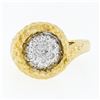 Image 4 : FINE 18k Gold R. Stone Dome Cluster Diamond Hammered Turritella Conch Shell Ring