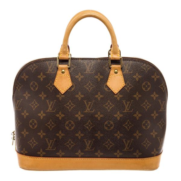 Louis Vuitton Brown Monogram Canvas Leather Alma PM Satchel Bag