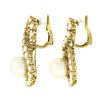 Image 3 : Vintage 18K Gold 9.5 ctw Prong Round Diamond Pearl Infinity Figure 8 Drop Earrin