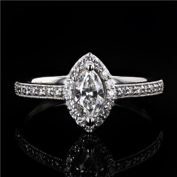 0.40 ctw SI1 CLARITY E COLOR CENTER Diamond Platinum Ring (0.66 ctw Diamonds)