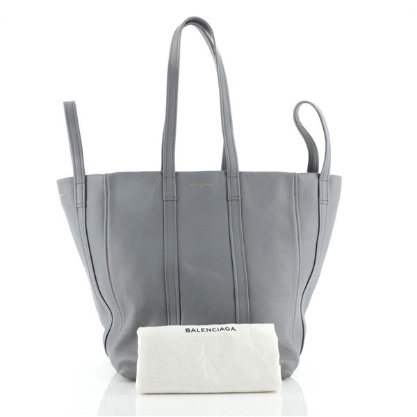 Balenciaga Laundry Cabas Tote Leather Small Gray