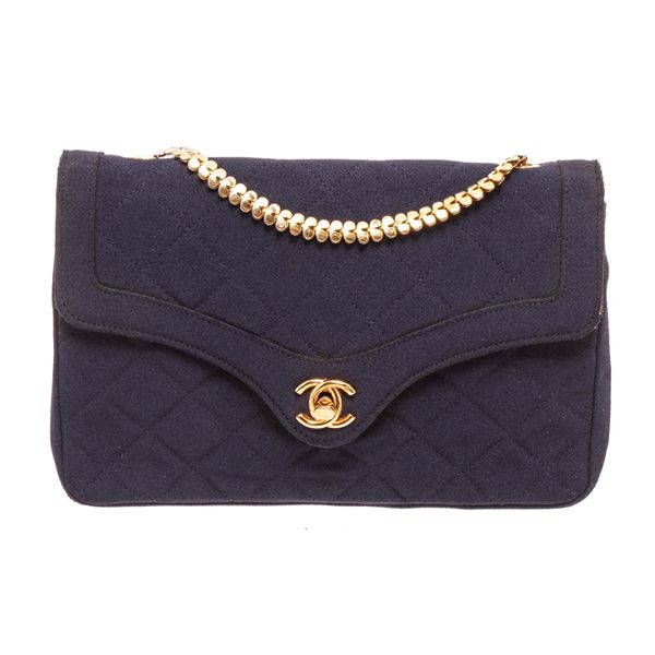 Chanel Navy Blue Fabric Envelope Flap Crossbody Bag