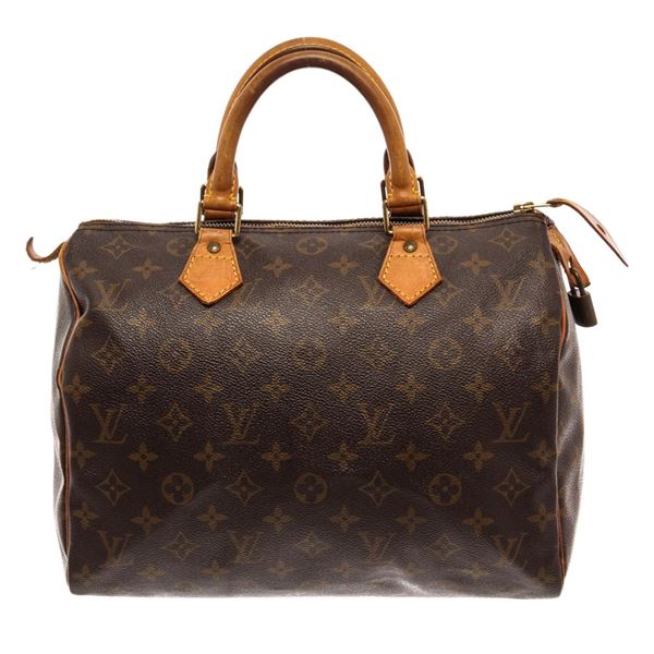 Louis Vuitton Brown Monogram Leather Speedy 30 Satchel Bag