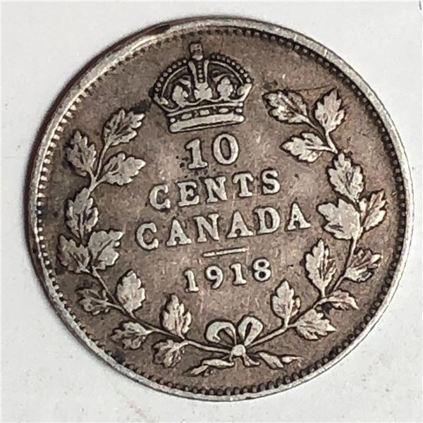 Canadian .10 Cent Dime 1918