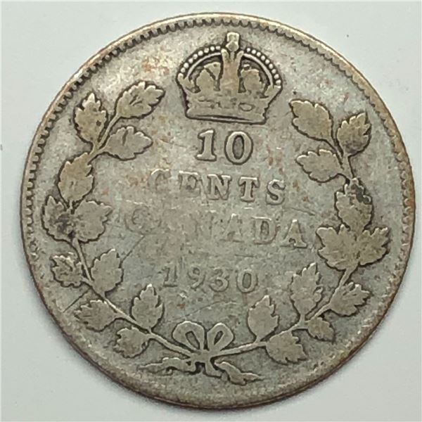 Canadian .10 Cent Dime 1930