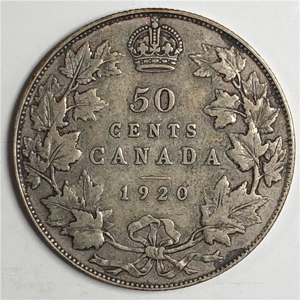 1920 King George V 50 Cents F+