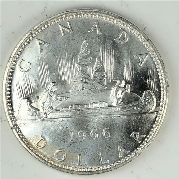 1966 Queen Elizabeth II Canadian Silver Dollar UNC