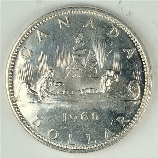 1966 Queen Elizabeth II Canadian Silver Dollar UNC