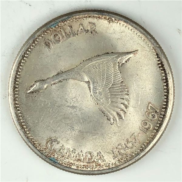 1967 Queen Elizabeth II Canadian Silver Dollar UNC