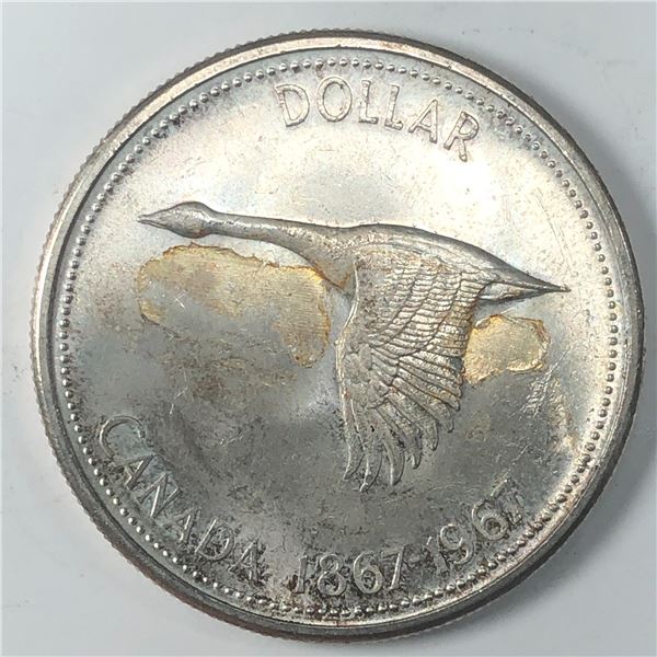 1967 Queen Elizabeth II Canadian Silver Dollar UNC