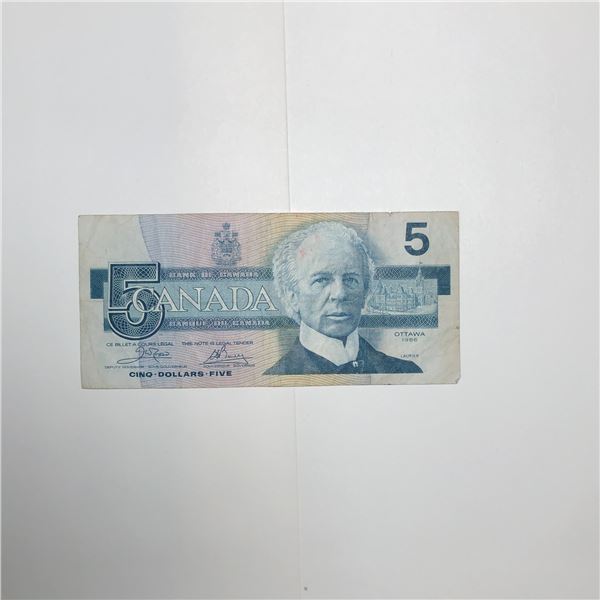 1-1986 5 Dollar Bill