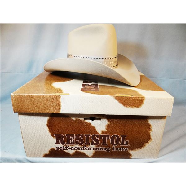 Resistol felt cowboy hat in original box, grey, "Mesa", size 7 1/8