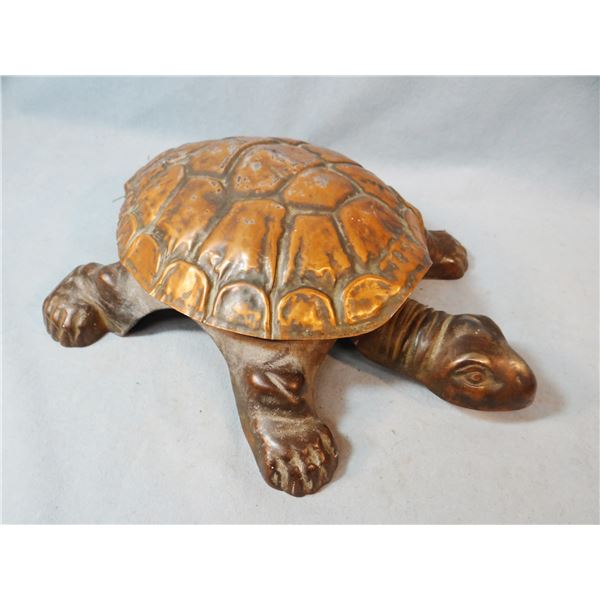 Vintage turtle spittoon, 14" l x 10" w x 4" t, mechanical