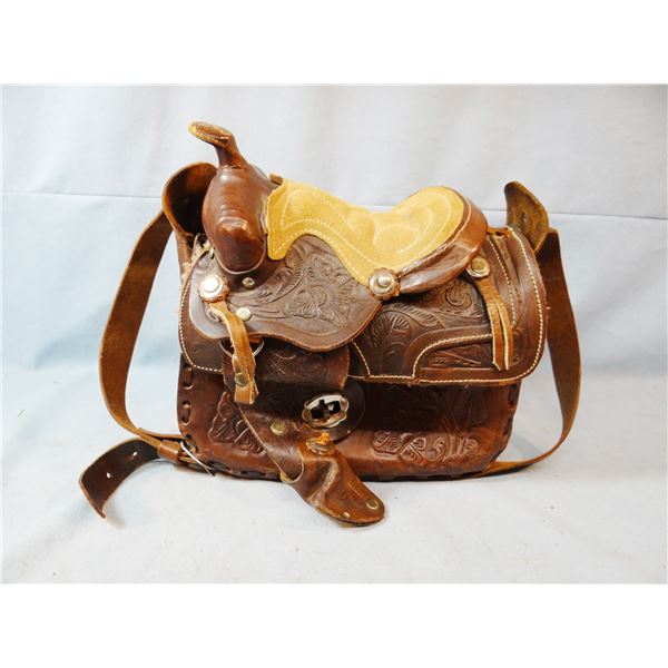 Leather saddle purse, 9" x 9" x 5"