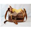 Image 1 : Leather saddle purse, 9" x 9" x 5"