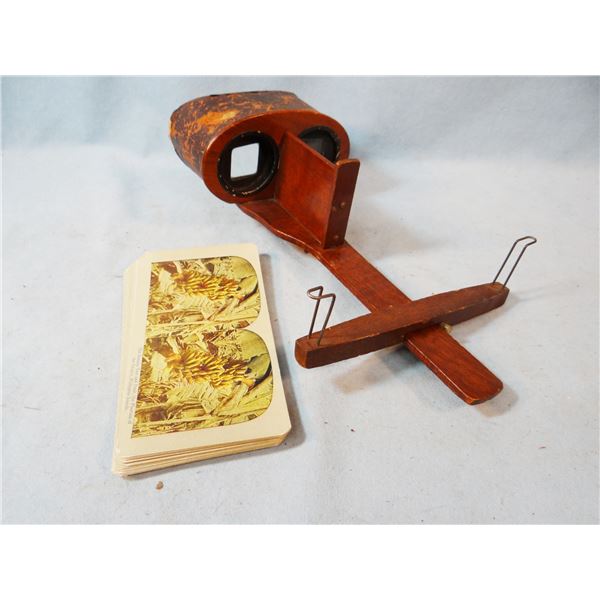 Stereoscope viewer with 13 viewing cards