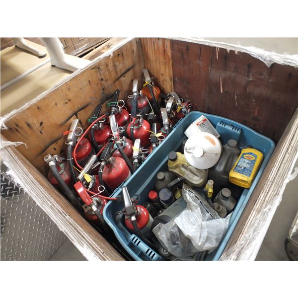 Crate Of Fire Extinguisher's & Lubricant's