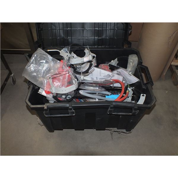 Black Storage Bin w/ Contents