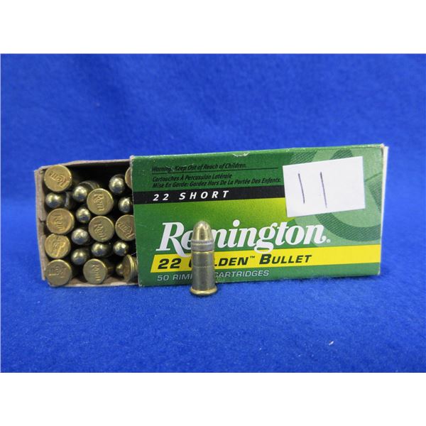 22 Short HV Plated RN Golden Bullet Remington Cartridges