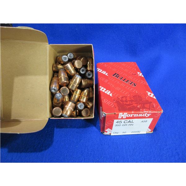 45 Cal. .458" Hornady Bullets - Sealed Box of 50, Box of 40