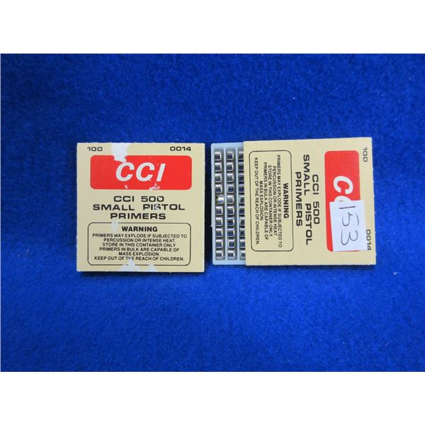 CCI 500 Small Pistol Primers - 2 Boxes of 100