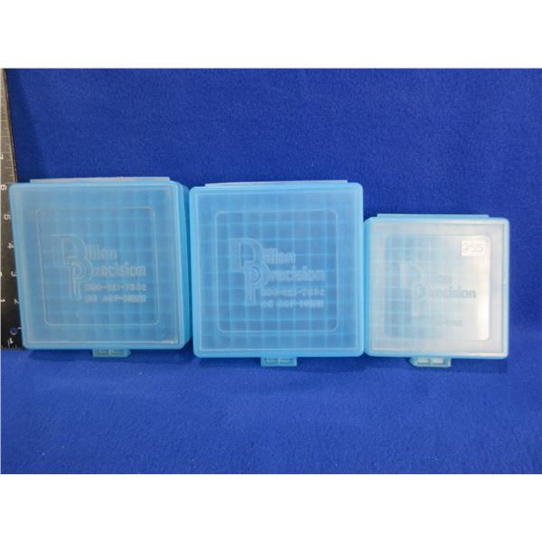 3 Dillon Empty Ammo Boxes - 1 - 9MM, 2 - 45ACP/10MM
