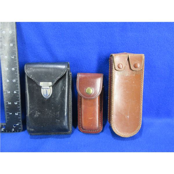 3 Leather Pouches/Sheaths