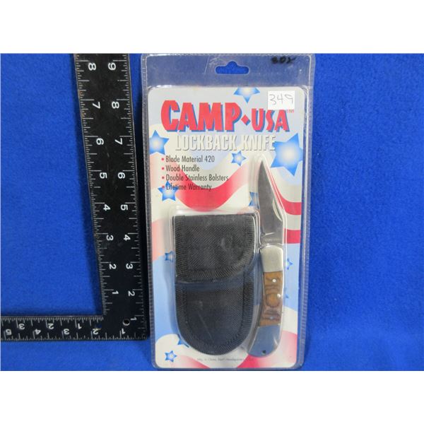 NEW - Camp USA Lockback Knife with Sheath