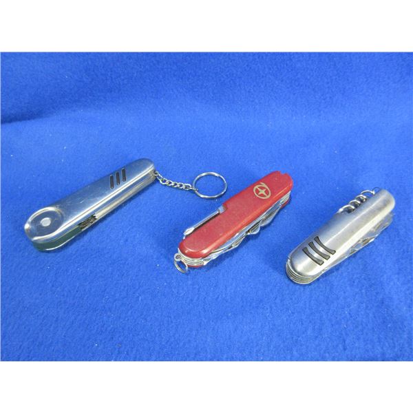 2 Swiss Army Style Knives and 1 Golfers Tool/Knife