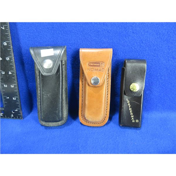 3 Leather Sheaths - Edge Mark, Taymor and Leatherman