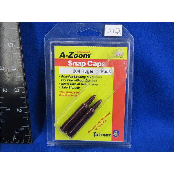 NEW - A-Zoom 204 Ruger Snap Caps - Pack of 2