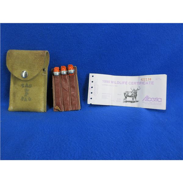 Leather Tag Bag with 3 Alberta Game Tags