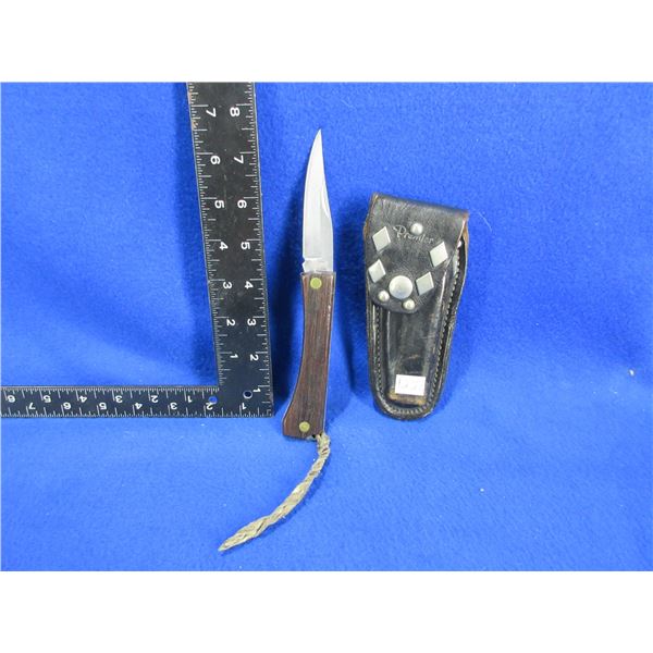 Folding Blade Knife with Leather Sheath - Premier K-425