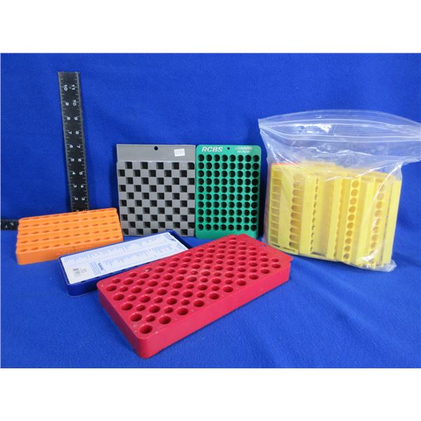 5 Reloading Trays and a Bag of Plastic Cartridge Holders