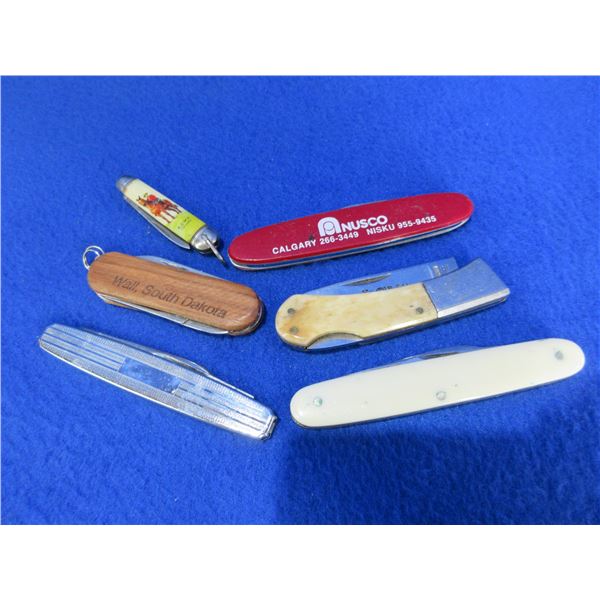 Lot of 6 Small Folding Blade Knives - 2 are Key Chain