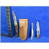 Image 1 : 3 Folding Blade Locking Knives - 1 Has a Leather Sheath