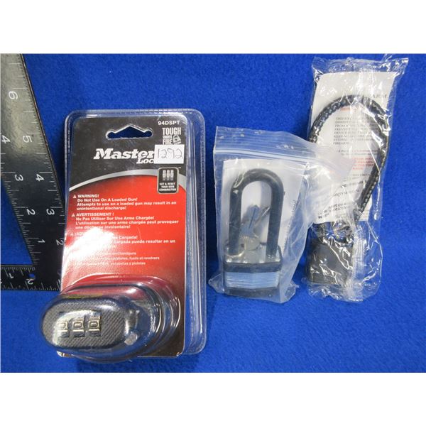 NEW - 3 Gun Locks - Cable Lock, Padlock, Trigger Lock