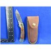 Image 1 : Folding Blade Locking Knife with Leather Sheath