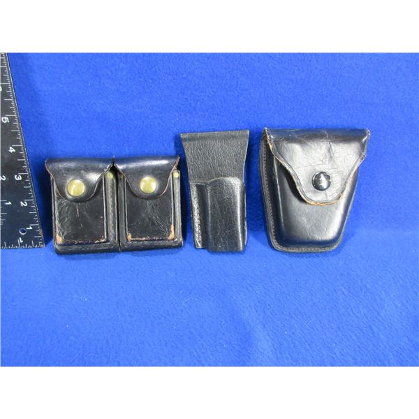 3 Leather Pouches - Mag Pouch, Handcuff Pouch, Sheath