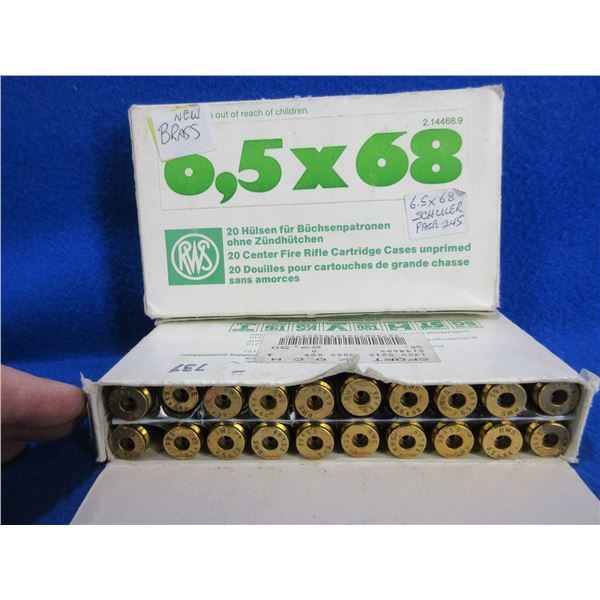 NEW - Brass Only - 6.5X68 Schuler - 2 Boxes of 20