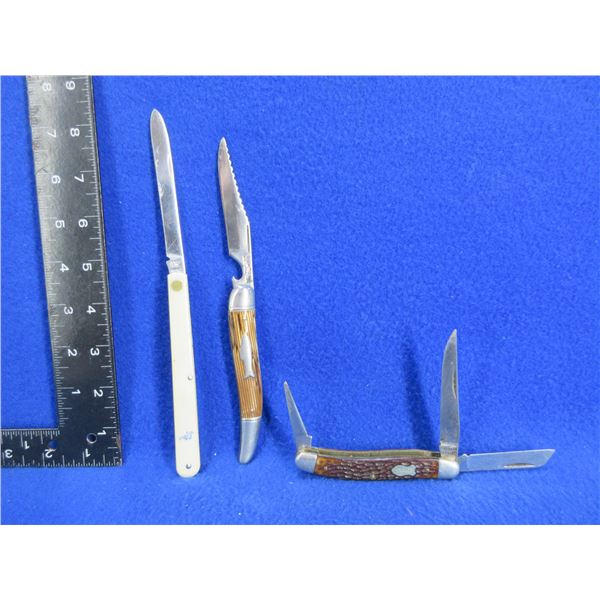 3 Folding Blade Knives - Imperial, Schrade, Colonial Prov