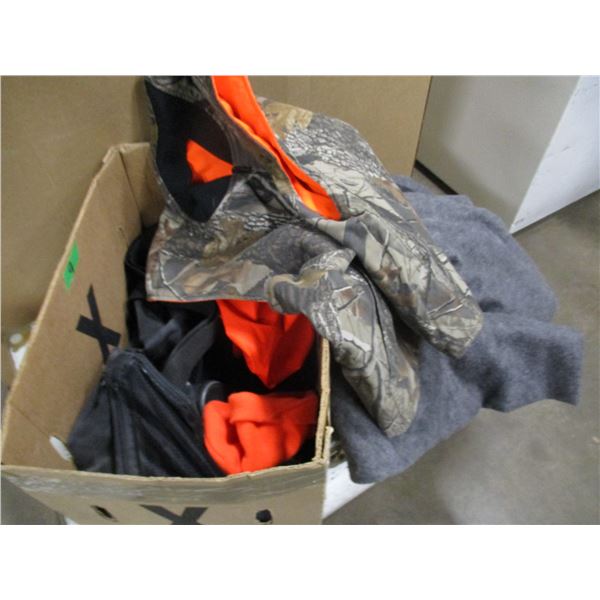 BOX C/W JACKETS, TOTE BAGS, ETC