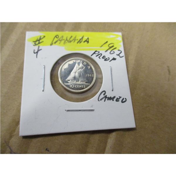 1962 PROOF CAMEO CANADA SILVER DIME