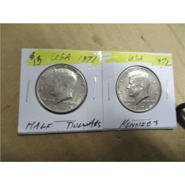 1971 - 1972 USA KENNEDY HALF DOLLAR SET