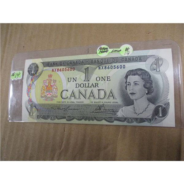 1973 CANADA POKER HAND SERIAL NUMBER DOLLAR BILL