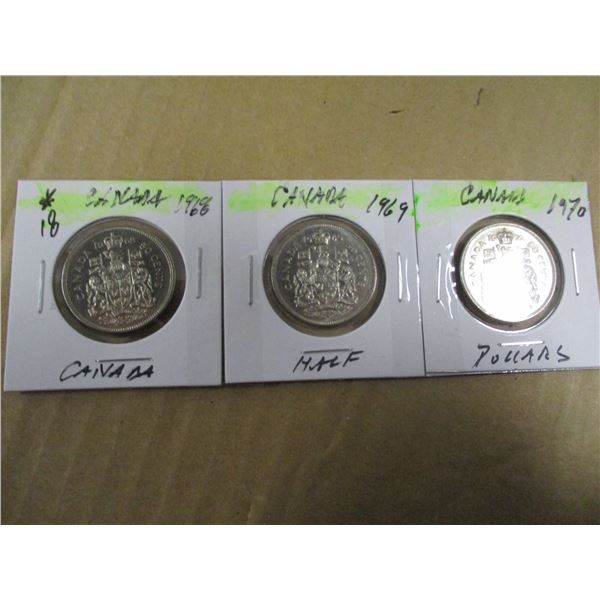 1968, 1969 & 1970 CANADA HALF DOLLAR SET