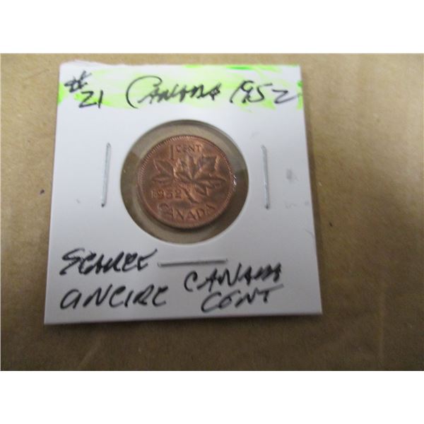 1952 LIBERTY TONED UNCIRCULATED SCARCE CANADA PENNY