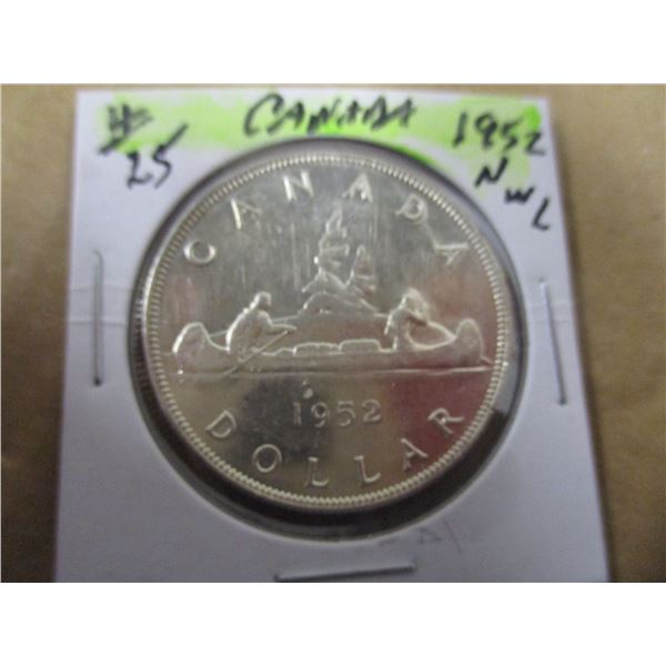 1957 (3 WATERLINE) CANADA SILVER DOLLAR